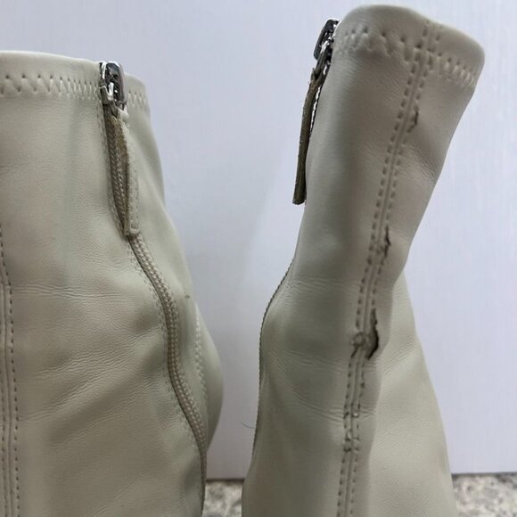 Zara Off White Faux Leather Pointed Toe Ankle High Heel Boots Size 6 - Picture 5 of 14